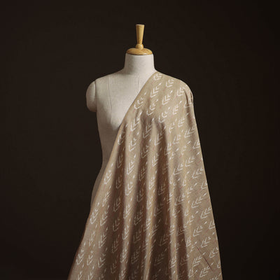 Beige - Exclusive! Pure Handspun Handwoven Pochampally Ikat Cotton x Wool Fabric 10