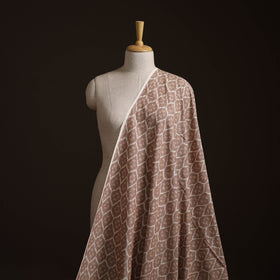 Brown - Exclusive! Pure Handspun Handwoven Pochampally Ikat Cotton x Wool Fabric 11