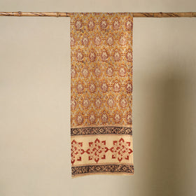 Brown Pedana Block Print Natural Dyed Cotton Kalamkari Stole