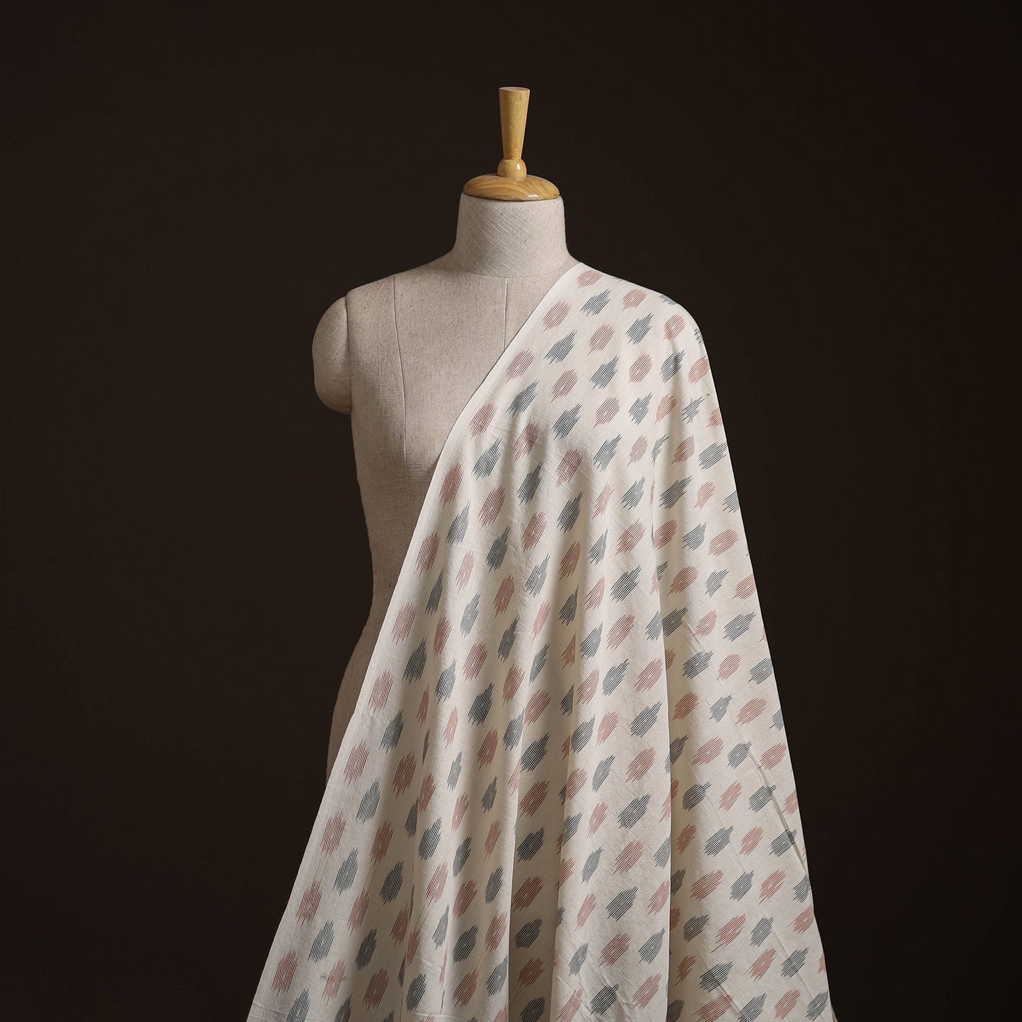 Exclusive! Pure Handspun Handwoven Pochampally Ikat Cotton x Wool Fabric 12
