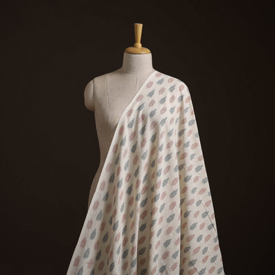 Exclusive! Pure Handspun Handwoven Pochampally Ikat Cotton x Wool Fabric 12