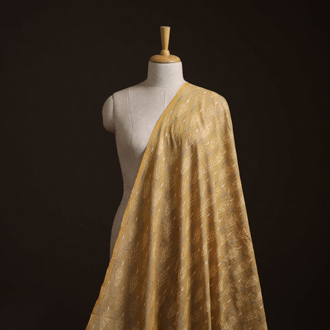 Beige - Exclusive! Pure Handspun Handwoven Pochampally Ikat Cotton x Wool Fabric 13