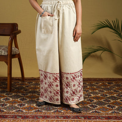 Buy Cotton Bengal Kantha Hand Embroidery Palazzo