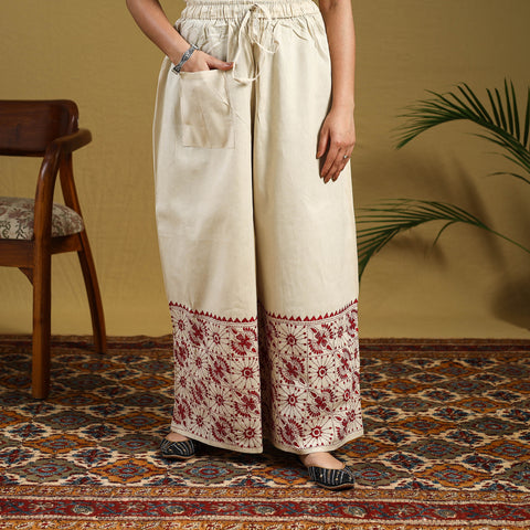 Buy Cotton Bengal Kantha Hand Embroidery Palazzo