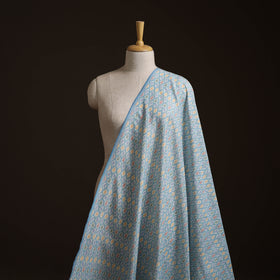Blue - Exclusive! Pure Handspun Handwoven Pochampally Ikat Silk x Wool Fabric 15