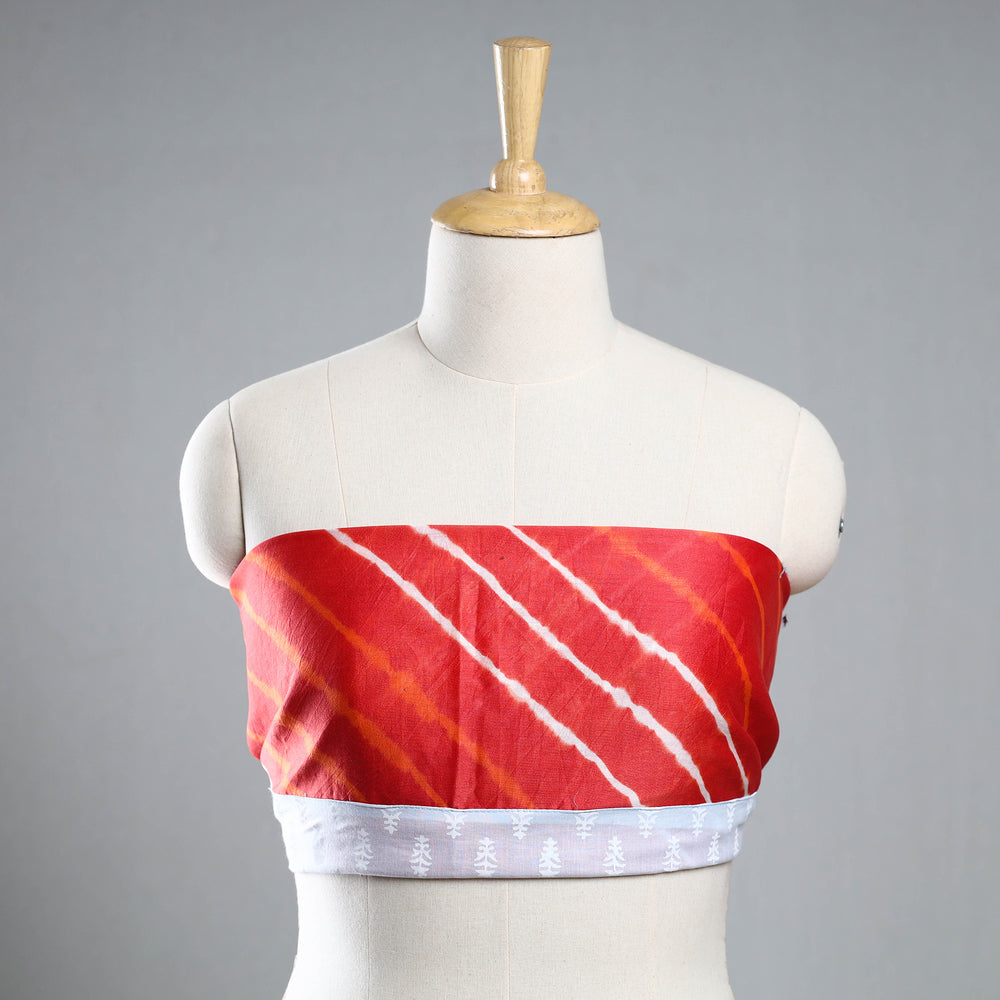 Red - Leheriya Tie-Dye Chanderi Silk Blouse Piece 54