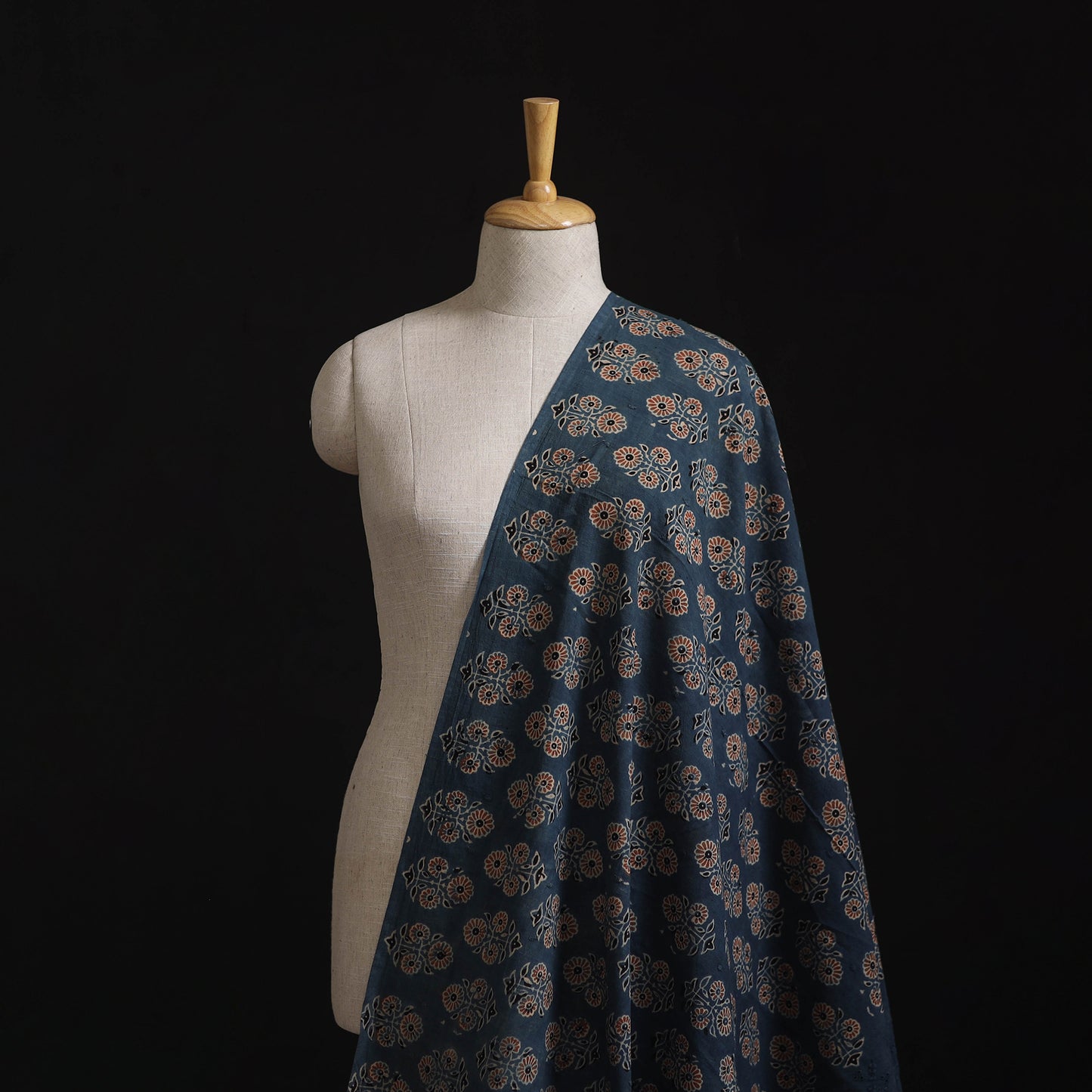 Natural Dyed Hand Block Print Ajrakh Cotton Hakoba Fabric 16
