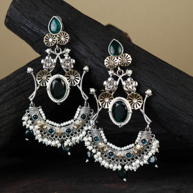 White German Silver-Plated Ethnic Drop Earrings