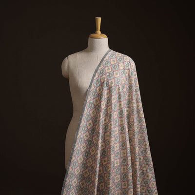 Multicolor - Exclusive! Pure Handspun Handwoven Pochampally Ikat Silk x Wool Fabric 17