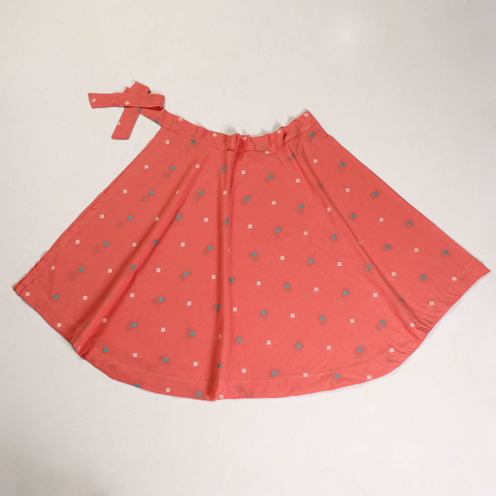 Peach - Jacquard Cotton Wrap Around Skirt 04