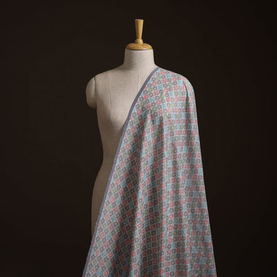 Multicolor - Exclusive! Pure Handspun Handwoven Pochampally Ikat Silk x Wool Fabric 18