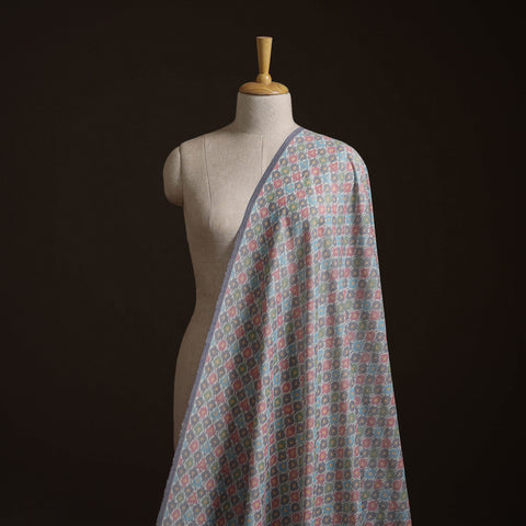 Multicolor - Exclusive! Pure Handspun Handwoven Pochampally Ikat Silk x Wool Fabric 18