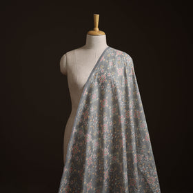 Grey - Exclusive! Pure Handspun Handwoven Pochampally Ikat Silk x Wool Fabric 19