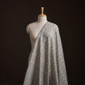 Grey - Exclusive! Pure Handspun Handwoven Pochampally Ikat Silk x Wool Fabric 20
