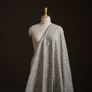 Grey - Exclusive! Pure Handspun Handwoven Pochampally Ikat Silk x Wool Fabric 20
