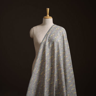 Grey - Exclusive! Pure Handspun Handwoven Pochampally Ikat Silk x Wool Fabric 20