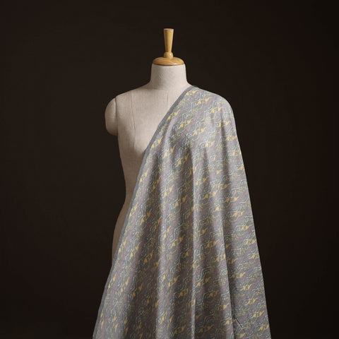 Grey - Exclusive! Pure Handspun Handwoven Pochampally Ikat Silk x Wool Fabric 20