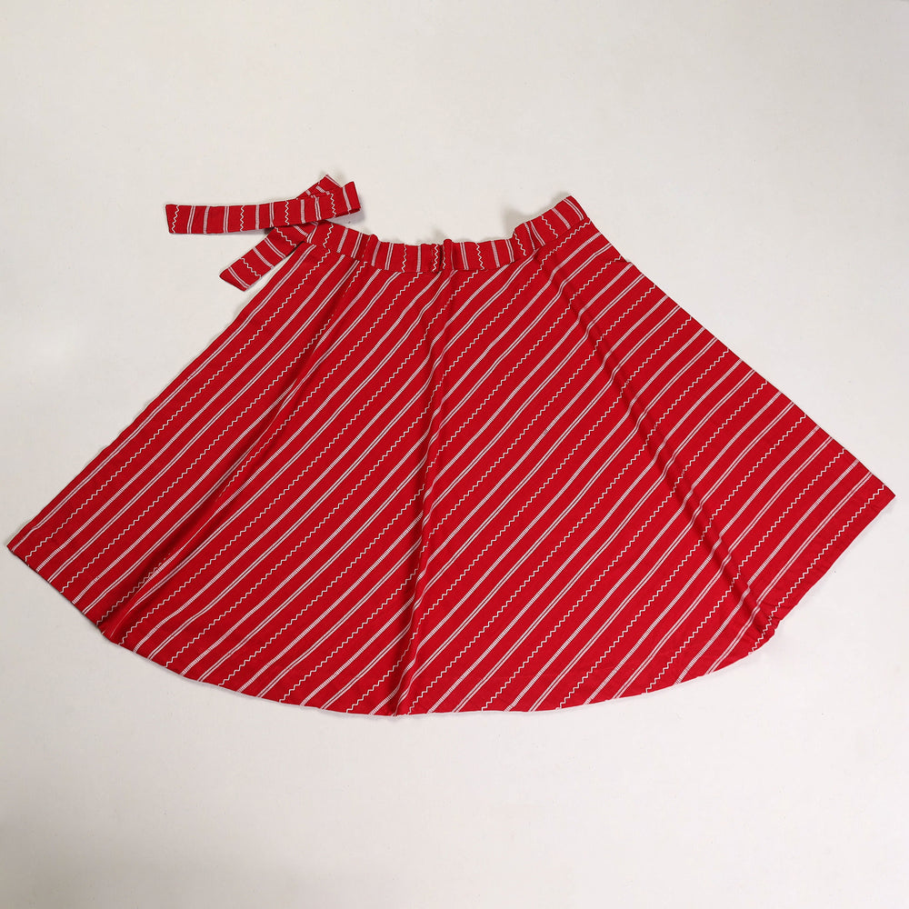 Red - Jacquard Cotton Wrap Around Skirt 05