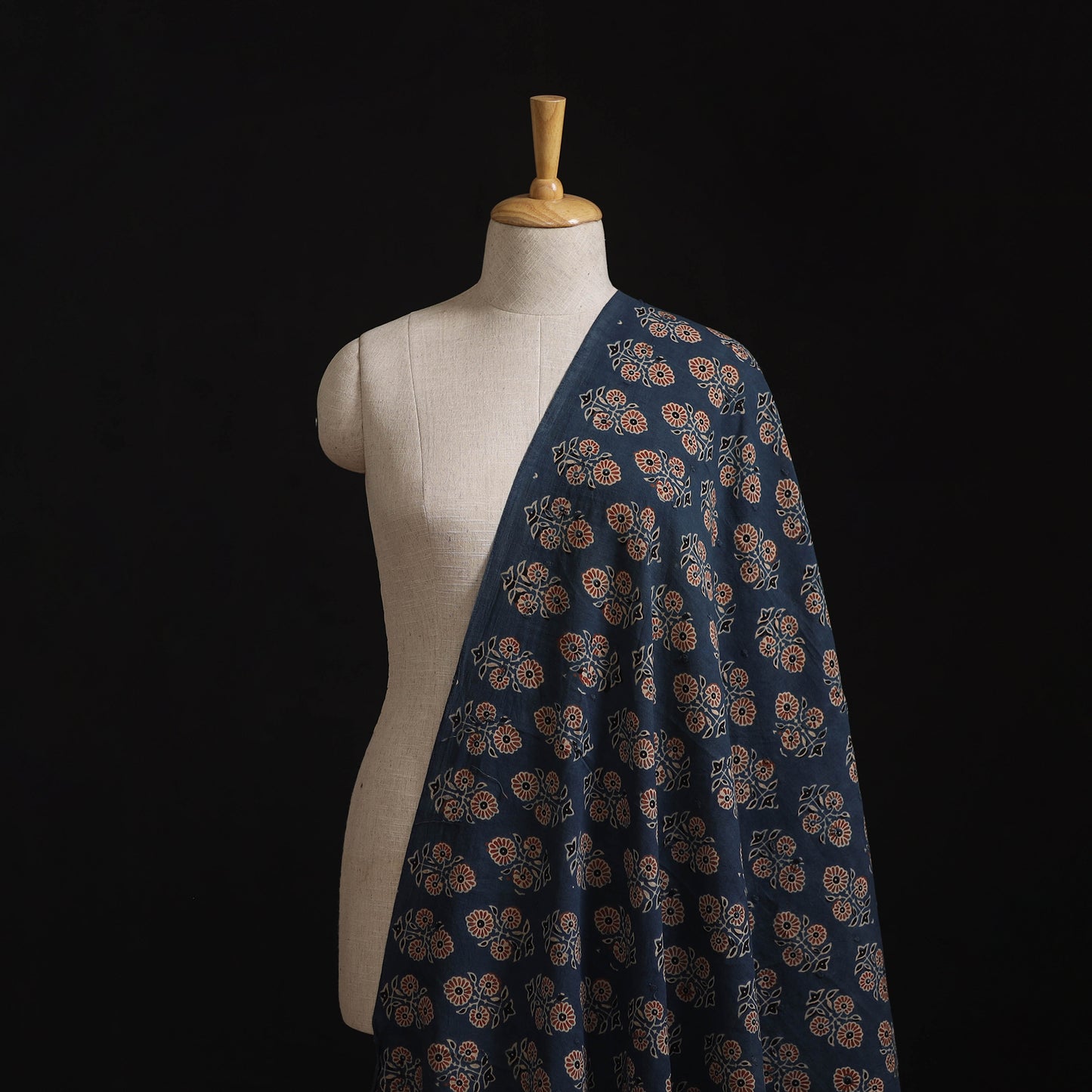 Natural Dyed Hand Block Print Ajrakh Cotton Hakoba Fabric 21