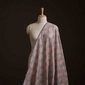 Grey - Exclusive! Pure Handspun Handwoven Pochampally Ikat Silk x Wool Fabric 21