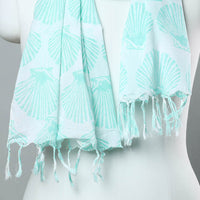 Green - Sanganeri Block Printed Cotton Stole with Tassels 109