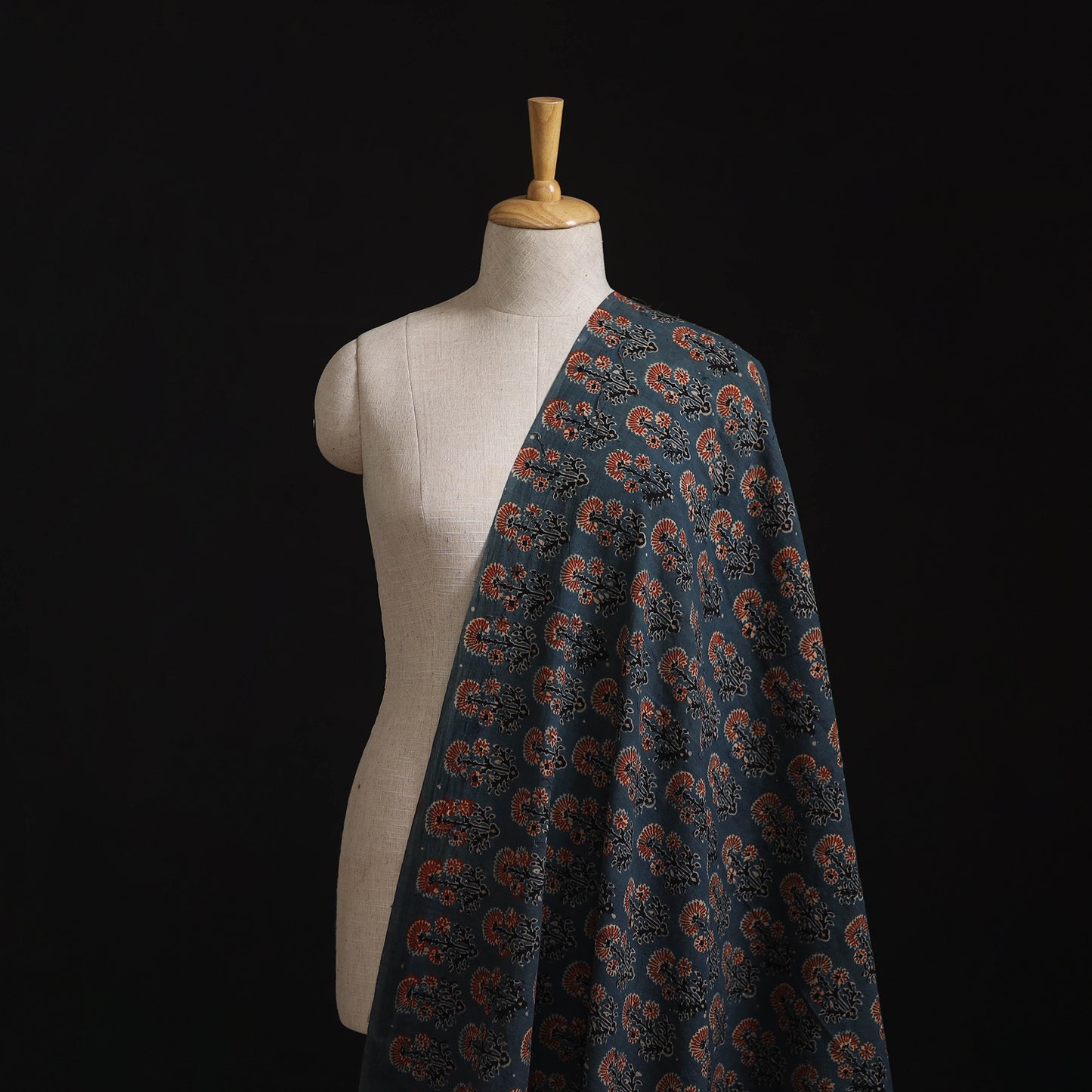 Natural Dyed Hand Block Print Ajrakh Cotton Hakoba Fabric 22
