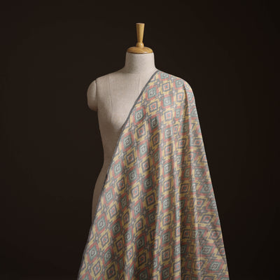 Multicolor - Exclusive! Pure Handspun Handwoven Pochampally Ikat Silk x Wool Fabric 22