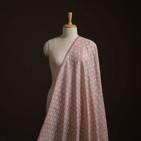 Multicolor - Exclusive! Pure Handspun Handwoven Pochampally Ikat Silk x Wool Fabric 23