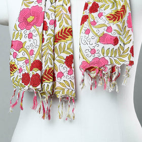 Buy Sanganeri Block Printed Cotton Stole with Tassels 111 Online at iTokri.com