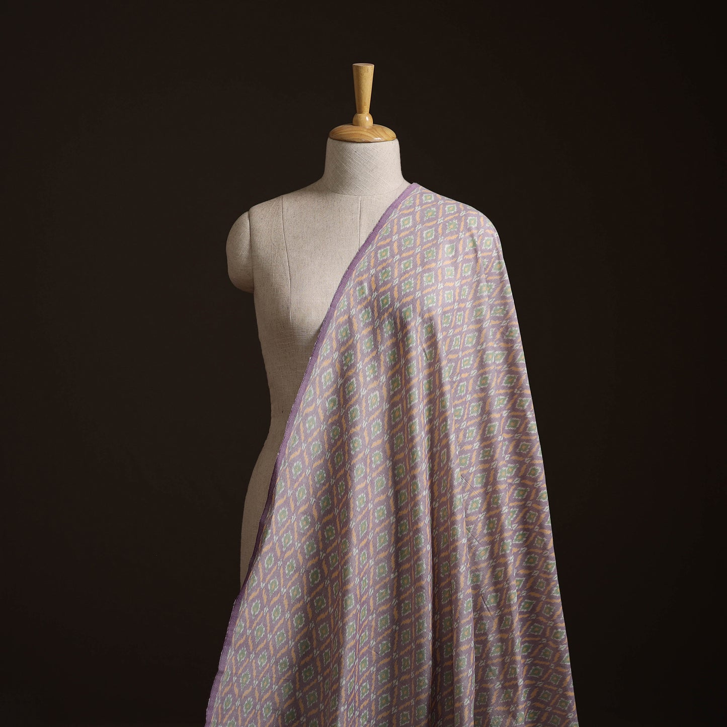Multicolor - Exclusive! Pure Handspun Handwoven Pochampally Ikat Silk x Wool Fabric 24