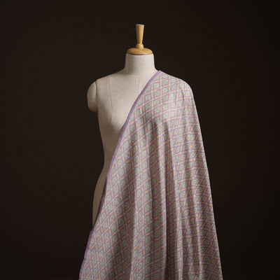 Multicolor - Exclusive! Pure Handspun Handwoven Pochampally Ikat Silk x Wool Fabric 24