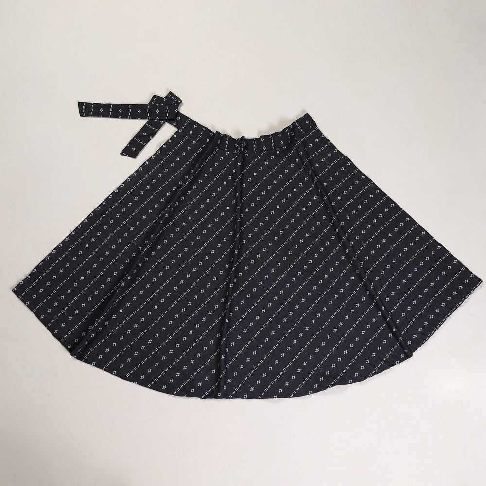 Black - Jacquard Cotton Wrap Around Skirt 07