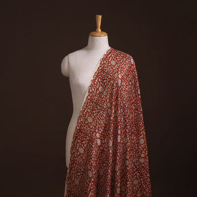 Bagru Hand Block Prints Pure Handloom Chanderi Silk Fabric 24