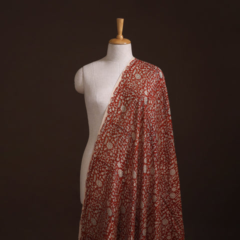 Bagru Hand Block Prints Pure Handloom Chanderi Silk Fabric 24