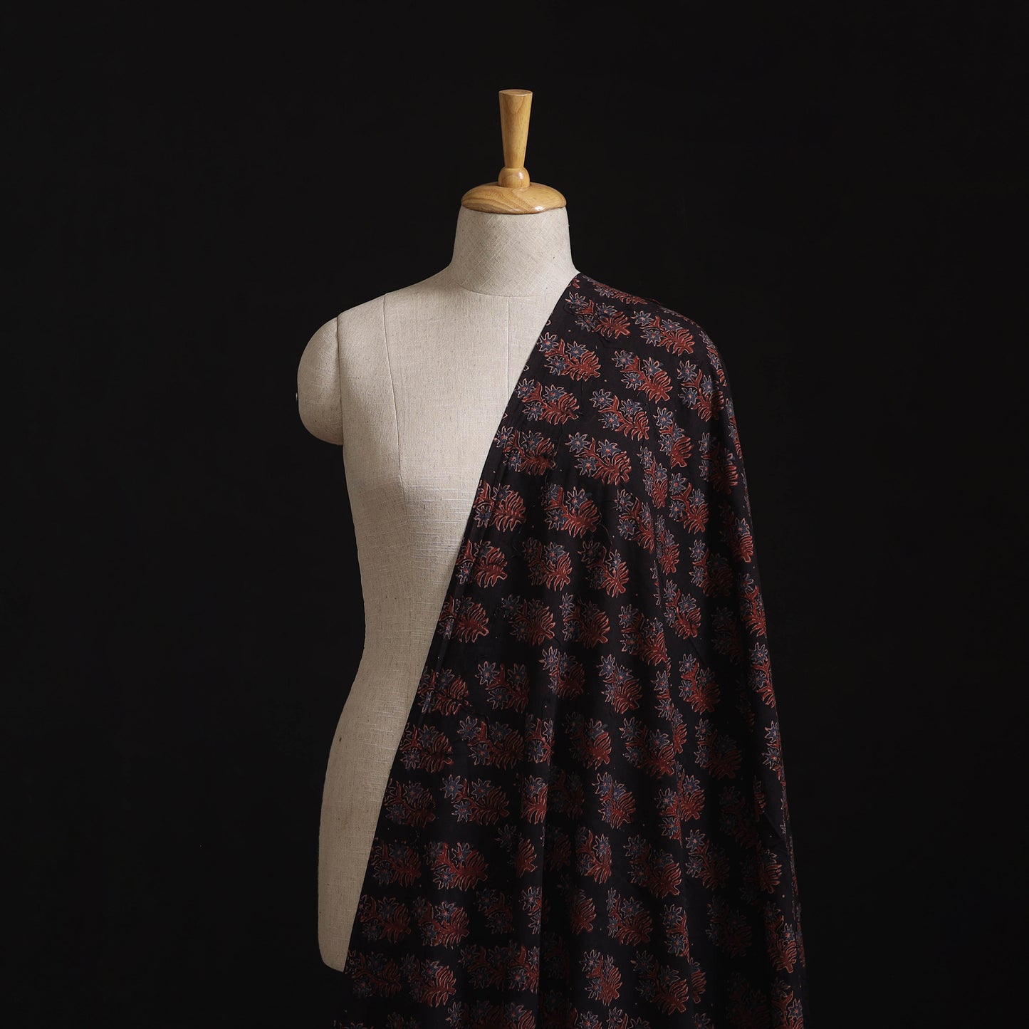 Natural Dyed Hand Block Print Ajrakh Cotton Hakoba Fabric 27