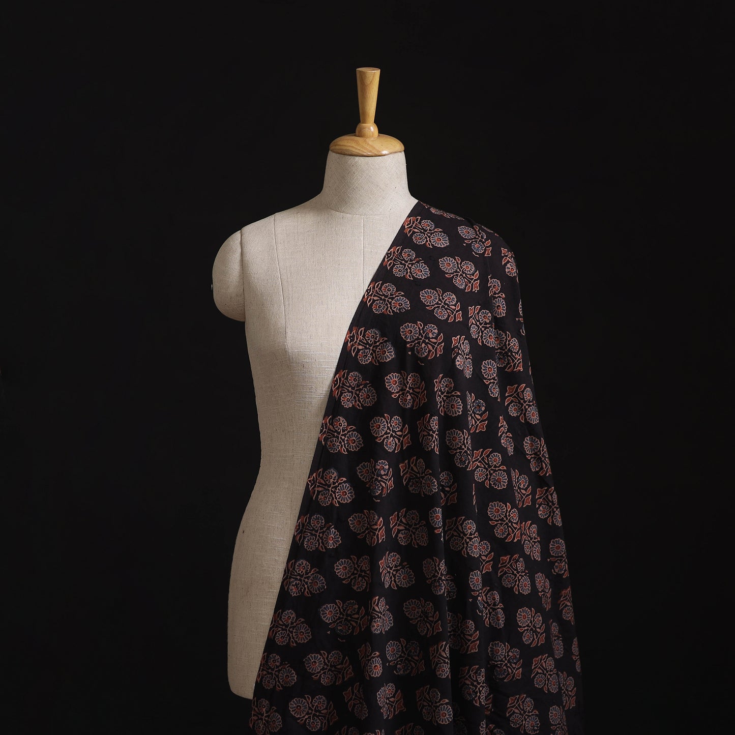 Natural Dyed Hand Block Print Ajrakh Cotton Hakoba Fabric 28