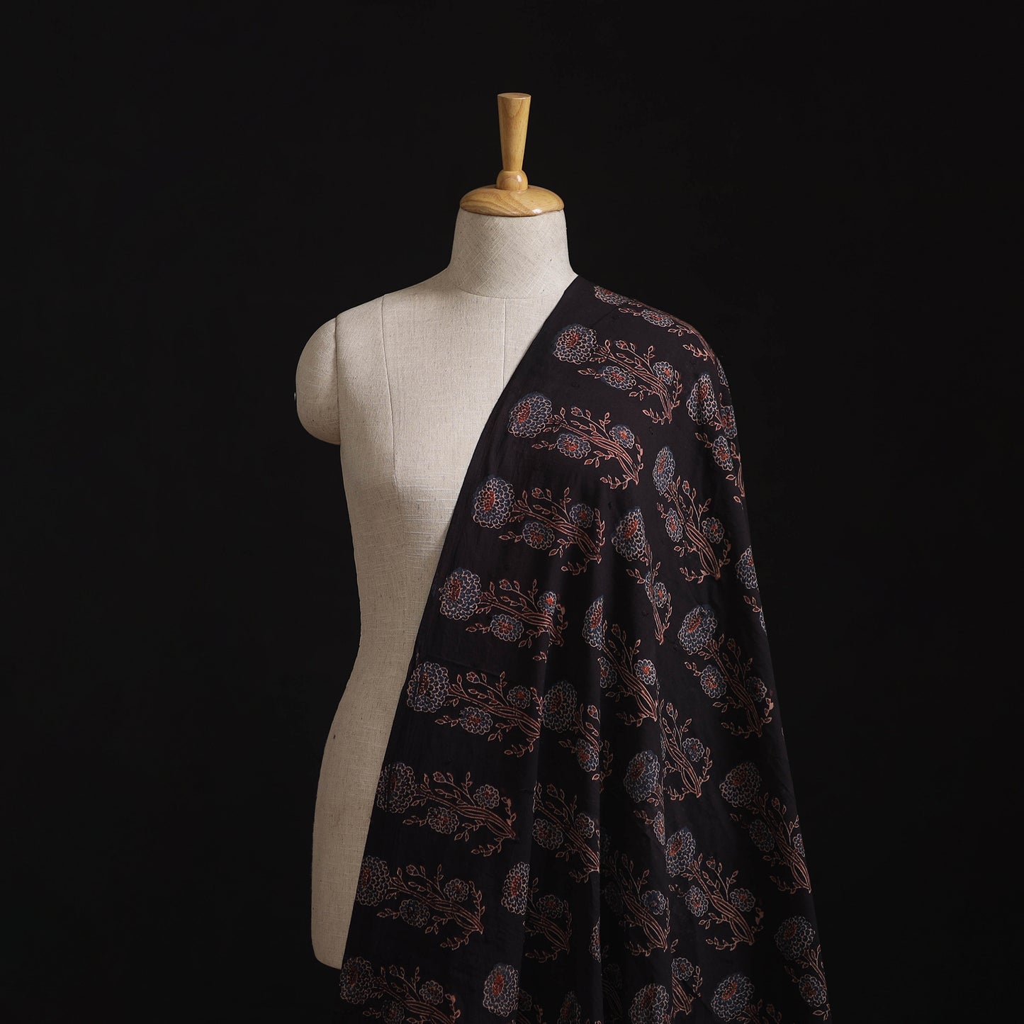 Natural Dyed Hand Block Print Ajrakh Cotton Hakoba Fabric 30