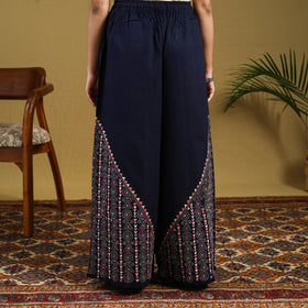 Buy Blue Cotton Bengal Kantha Hand Embroidery Palazzo