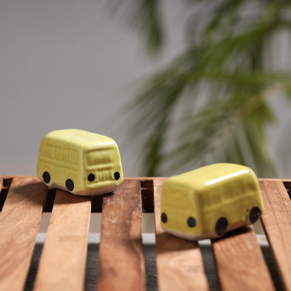 Bus - Handcrafted Ceramic Toys (Set of 2)