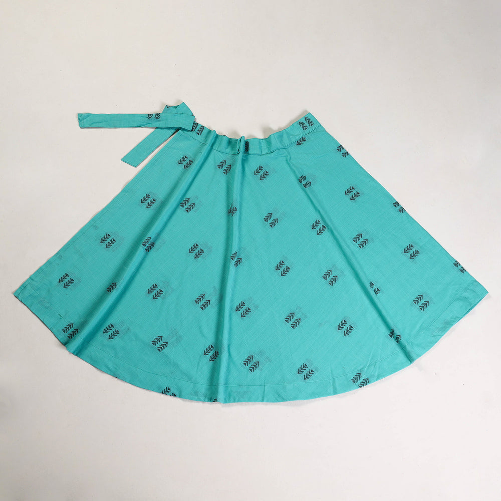 Blue - Jacquard Cotton Wrap Around Skirt 11