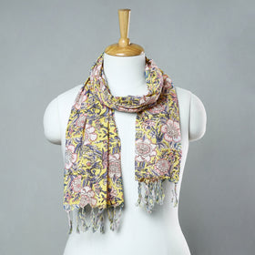  Sanganeri Block Printed Cotton Stole with Tassels 118 