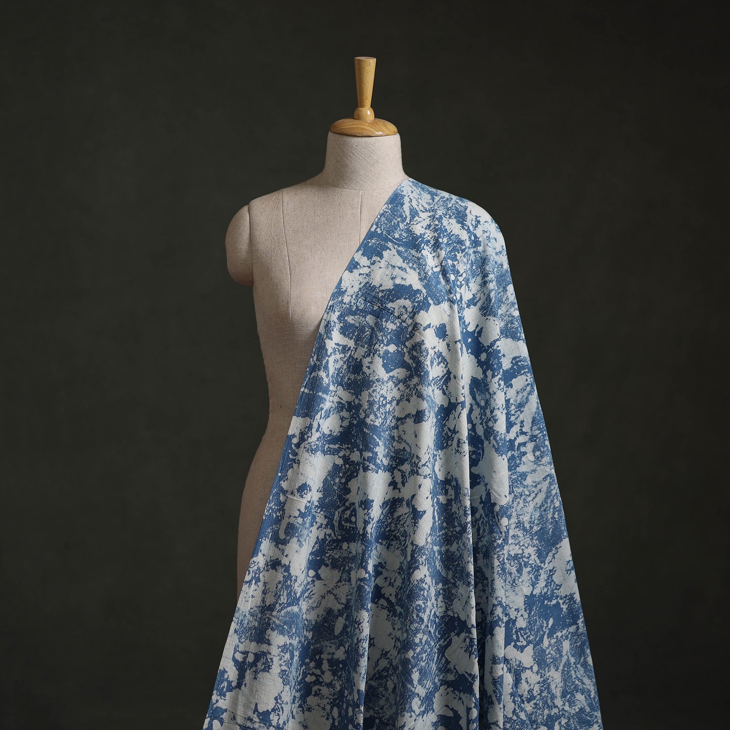 Blue - Authentic Kutch Hand Block Batik Print Pure Handwoven Natural Dyed Kala Cotton Fabric 02