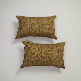 Yellow - set of 2 kalamkari cotton pillow covers 15