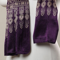 Purple - Ajrakh Printed Mashru Silk Stole 49