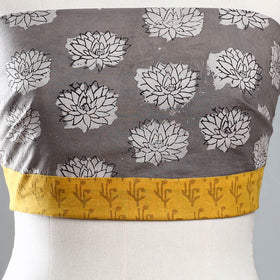 Grey - bindaas printed cotton blouse piece 32 - handcrafted