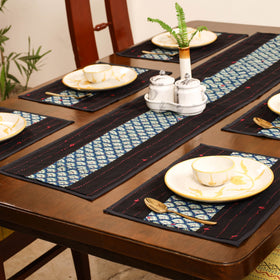 Tagai Work Ajrakh Block Print Cotton Dining Table Runner with Mat Set 38