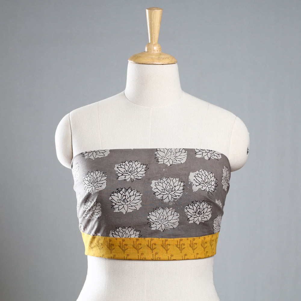 Grey - Bindaas Block Printed Cotton Blouse Piece 32