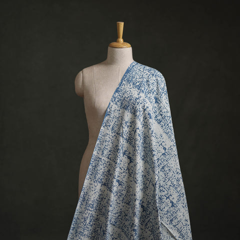 Blue - Authentic Kutch Hand Block Batik Print Pure Handwoven Natural Dyed Kala Cotton Fabric 05