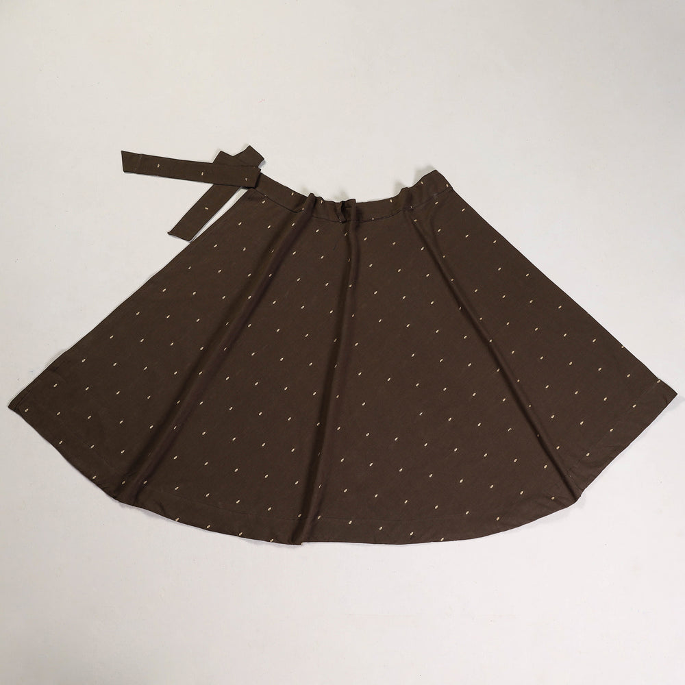 Brown - Jacquard Cotton Wrap Around Skirt 12