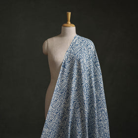 Blue - Authentic Kutch Hand Block Batik Print Pure Handwoven Natural Dyed Kala Cotton Fabric 06